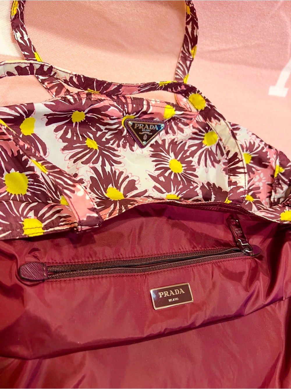 Prada⭐️Auth! Floral Shoulder Bag in Pink, Brown & Yellow! New!⭐️CARD! Offers?!! - Picture 11 of 14